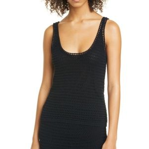 VINCE Crochet Cotton Blend Tank NAVY XS New